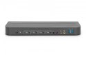 Przełącznik KVM, 4 portowy, 4K 60Hz, 4x DP IN, 1x DP OUT, 1x HDMI OUT, 2x USB A, 1x Audio IN&OUT