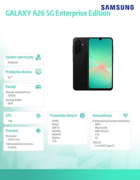 Smartfon Galaxy A26 5G 6/128GB Enterprise Edition czarny