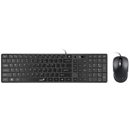 Genius SlimStar C126 COPILOT zestaw klawiatura przewodowa (USB) CZ/SK, czarna z optyczną myszką, niski profil