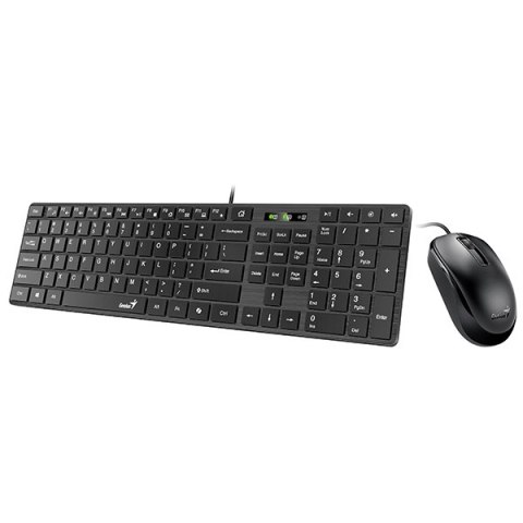 Genius SlimStar C126 COPILOT zestaw klawiatura przewodowa (USB) CZ/SK, czarna z optyczną myszką, niski profil