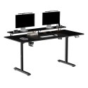 ULTRADESK HIGHLANDER XXL BLACK Biurko z elektryczną regulacją wysokości z uchwytem słuchawki i kable 160X70 cm, czarny