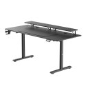 ULTRADESK HIGHLANDER XXL BLACK Biurko z elektryczną regulacją wysokości z uchwytem słuchawki i kable 160X70 cm, czarny