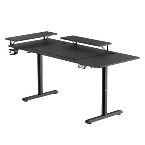 ULTRADESK HIGHLANDER XXL BLACK Biurko z elektryczną regulacją wysokości z uchwytem słuchawki i kable 160X70 cm, czarny
