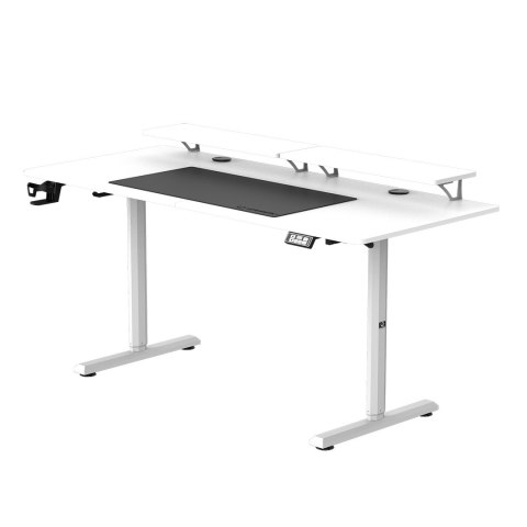 ULTRADESK HIGHLANDER XXL WHITE Biurko z elektryczną regulacją wysokości z uchwytem słuchawki i kable 160X70 cm, biały