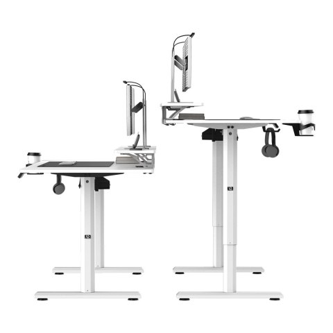 ULTRADESK HIGHLANDER XXL WHITE Biurko z elektryczną regulacją wysokości z uchwytem słuchawki i kable 160X70 cm, biały