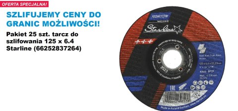 NORTON TARCZA.STARLINE 125 x 6,4 A24Q-BF27 DO METALU /25szt.