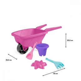 Taczka z kompletem do piasku różowa