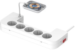 LISTWA ANTYPRZEPIĘCIOWA Z ZABEZPIECZENIEM Energizer 5x SCHUKO 2x USB-A 1x USB-C 2500W 10A KABEL 2M