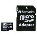 Verbatim Karta pamięci Micro Secure Digital Card Premium, 16GB, micro SDHC, 44082, UHS-I U1 (Class 10), z adapterm