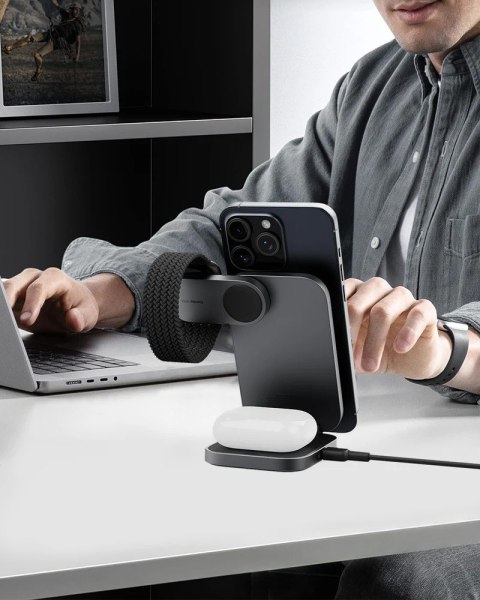 LC-MC312 Slim 3w1 ładowarka bezprzewodowa MagSafe Qi2 15W + ładowarka PD 30W + Etui