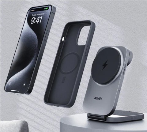 LC-MC312 Slim 3w1 ładowarka bezprzewodowa MagSafe Qi2 15W + ładowarka PD 30W + Etui