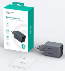 PA-C3 ładowarka sieciowa 3xUSB (2xUSB-C + 1xUSB-A) 67W 5A QC5.0 PD3.0 AFC PPS FCP SCP