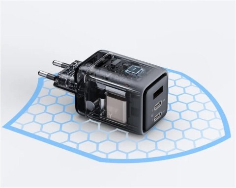 PA-C3 ładowarka sieciowa 3xUSB (2xUSB-C + 1xUSB-A) 67W 5A QC5.0 PD3.0 AFC PPS FCP SCP