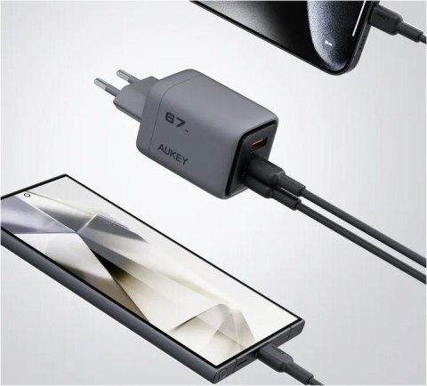 PA-C3 ładowarka sieciowa 3xUSB (2xUSB-C + 1xUSB-A) 67W 5A QC5.0 PD3.0 AFC PPS FCP SCP