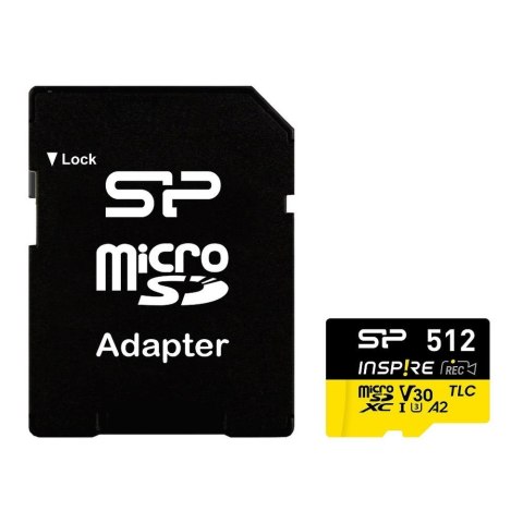Karta pamięci Silicon Power microSDXC Inspire 512GB V30 UHS-I U3 A2 4K DDR200 170/150MB/s TLC + adapter