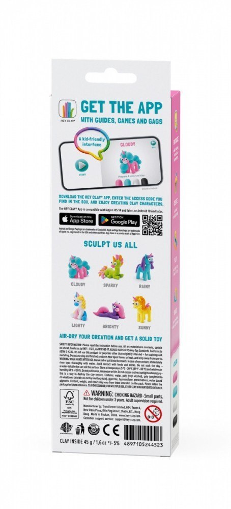 Masa plastyczna Hey Clay Jednorożce 3 pak, Cloudy