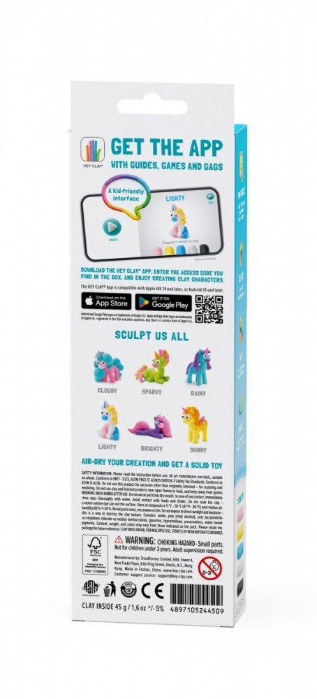 Masa plastyczna Hey Clay Jednorożce 3 pak, Lighty