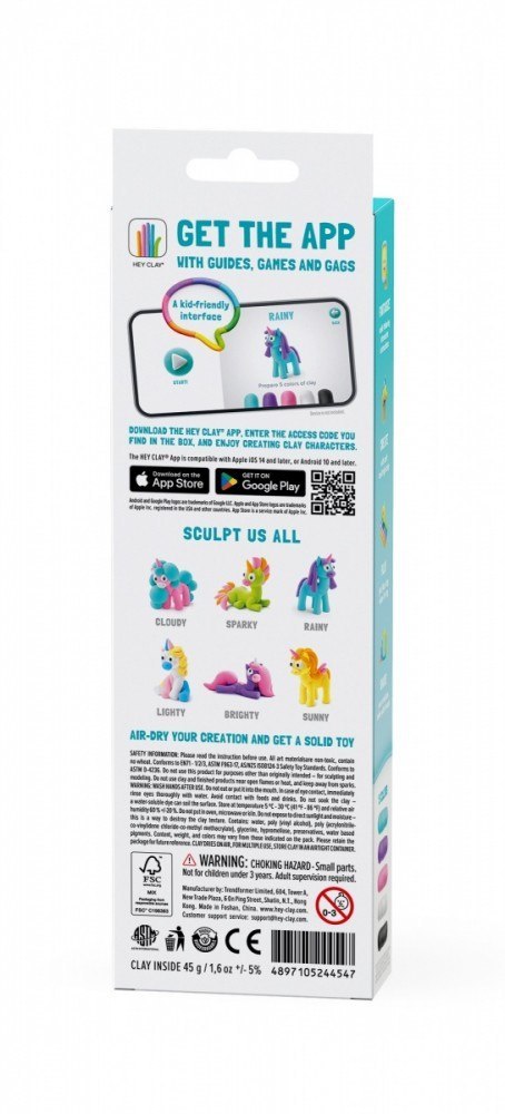 Masa plastyczna Hey Clay Jednorożce 3 pak, Rainy