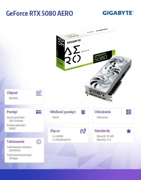 Karta graficzna GeForce RTX 5080 AERO OC SFF 16G 256BIT GDDR7 3DP/HDMI