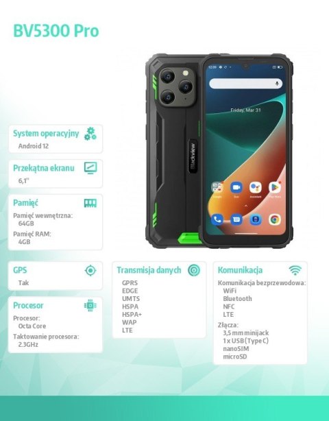 Smartfon BV5300 PRO 4/64GB 6580h zielony