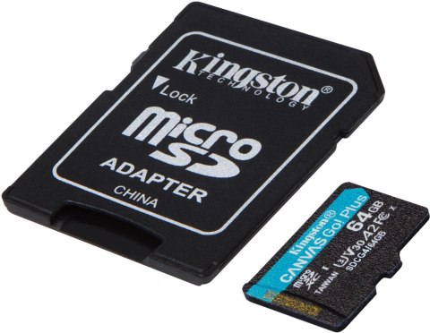 Karta pamięci microSD 64GB Kingston CanvasGo! Plus 200MB/s A2 U3 V30 + adapter