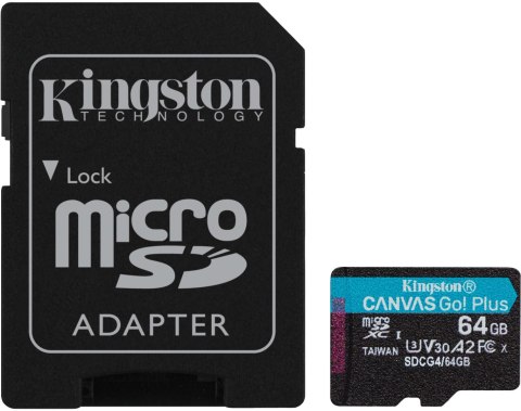 Karta pamięci microSD 64GB Kingston CanvasGo! Plus 200MB/s A2 U3 V30 + adapter