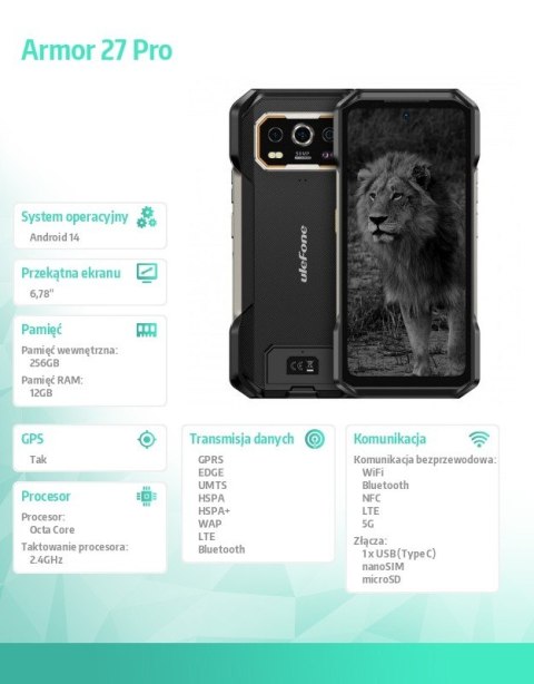 Smartfon Armor 27 Pro 5G 12/256GB IP69K Czarny