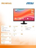 Monitor 23.8 cala PRO MP242L LED/FHD/Flat/100Hz/czarny