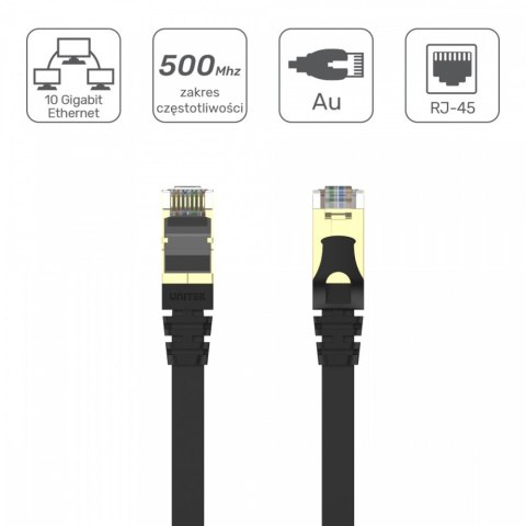 Patchcord CAT.7 SSTP 10M (8P8C) RJ45; płaski; C1897BK-10M