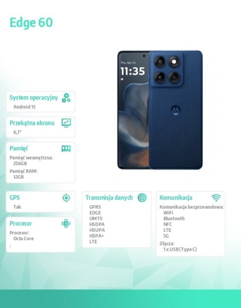 Smartfon Edge 60 12/256GB Gibraltar Sea-Blue