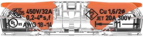 Szybkozłączka przelotowa uniwersalna LINKA/DRUT 2x 0,2-4mm2 WAGO 221-2411 (1szt.)