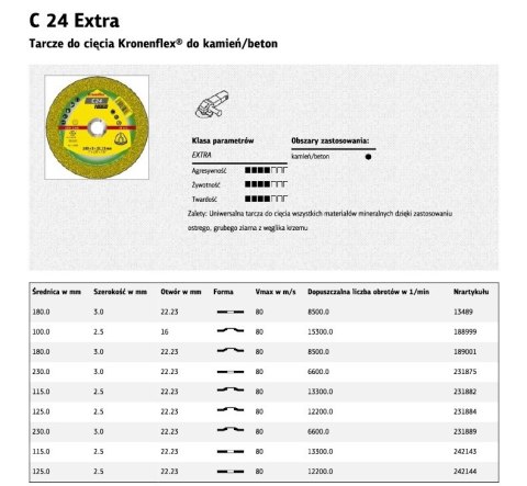 K.TARCZA KAM. 230mm x 3,0mm x 22,2mm C24 Extra