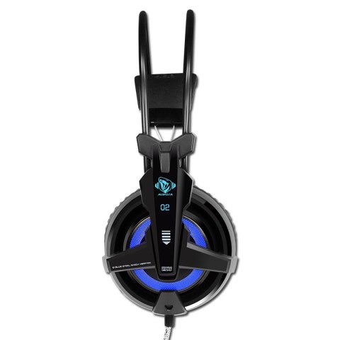 E-blue Auroza EHS950 FPS, Gaming Headset, słuchawki z mikrofonem, przewodowa, czarna, 7.1 surround (virtual), niebieskie podświe