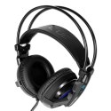 E-blue Auroza EHS950 FPS, Gaming Headset, słuchawki z mikrofonem, przewodowa, czarna, 7.1 surround (virtual), niebieskie podświe