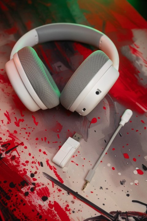 Marvo MONKA ECHO RS słuchawki z mikrofonem, biała, podświetlona, Tri-mode