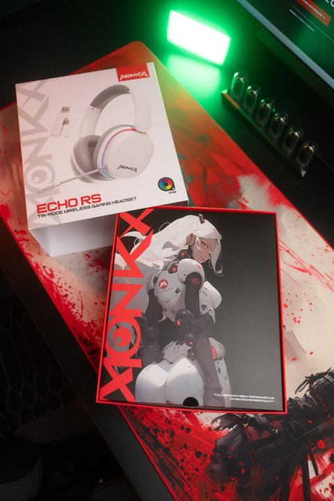 Marvo MONKA ECHO RS słuchawki z mikrofonem, biała, podświetlona, Tri-mode