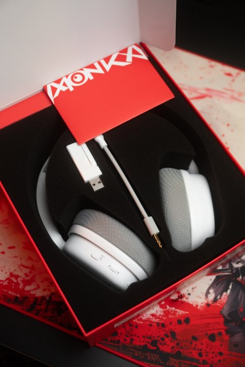 Marvo MONKA ECHO RS słuchawki z mikrofonem, biała, podświetlona, Tri-mode