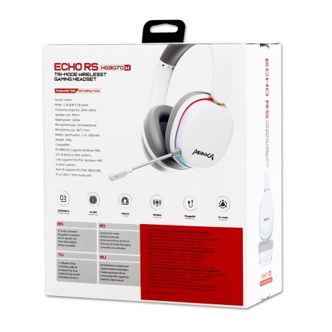 Marvo MONKA ECHO RS słuchawki z mikrofonem, biała, podświetlona, Tri-mode