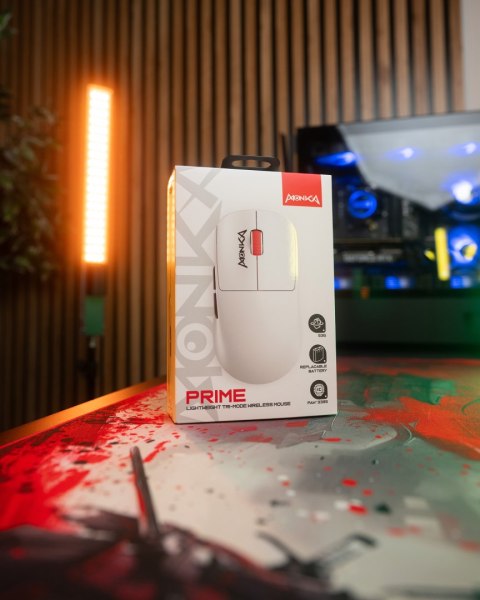 Marvo MONKA PRIME Mysz biała, 26000DPI, Tri-Mode