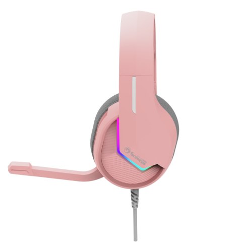 Marvo TACTIC 40 słuchawki z mikrofonem, przewodowa, różowa, 2.0, podświetlane, USB