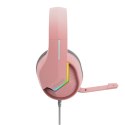 Marvo TACTIC 40 słuchawki z mikrofonem, przewodowa, różowa, 2.0, podświetlane, USB