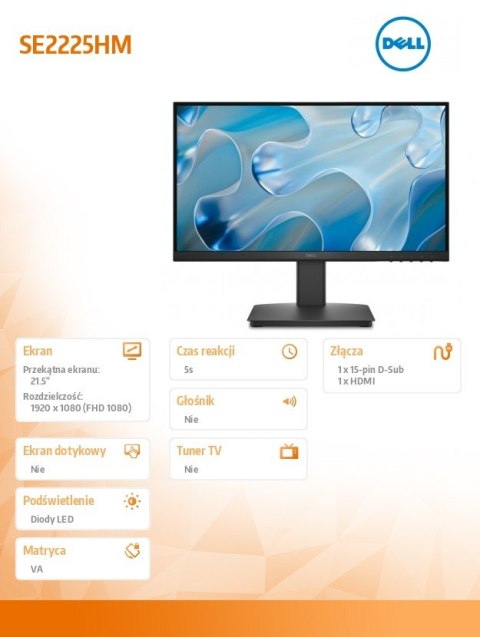 Monitor SE2225HM 21.5 cala LED VA/1920x1080/HDMI/VGA/3Y