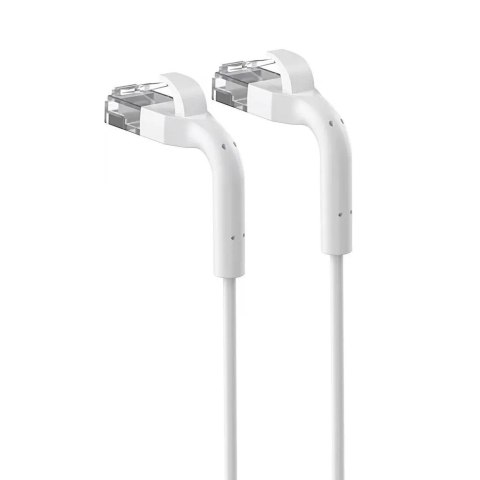 Patchcord kat.6 U/FTP 1Gbps miedź kabel sieciowy skrętka, łamana końcówka 1m biały