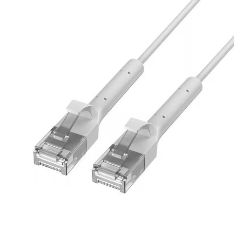 Patchcord kat.6 U/FTP 1Gbps miedź kabel sieciowy skrętka, łamana końcówka 1m biały