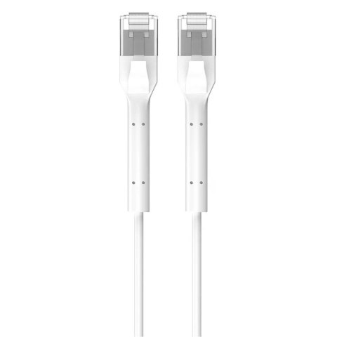 Patchcord kat.6 U/FTP 1Gbps miedź kabel sieciowy skrętka, łamana końcówka 1m biały