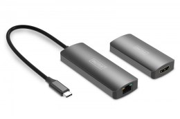 Przedłużacz/Extender USB-C - HDMI 30m po skrętce Cat.6 4K120Hz HDCP 2.3 (zestaw)