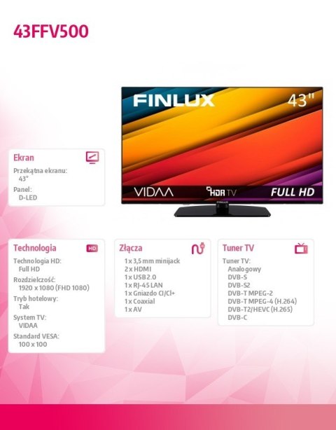 Telewizor LED 43 cale 43FFV500