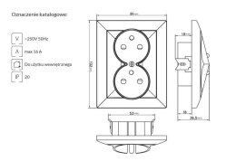 PERŁA GNIAZDO PODWÓJNE P/T Z/U SREBRNY
