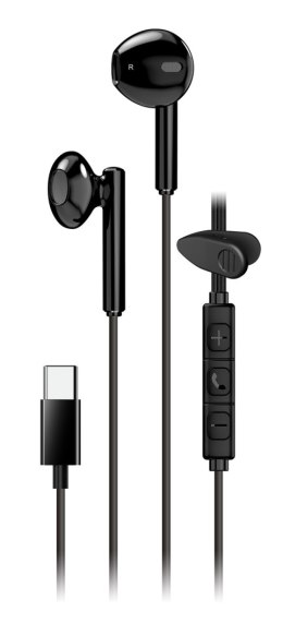 Genius HS-M366 słuchawki z mikrofonem, czarna, 360°obrotowy klips, USB Type-C