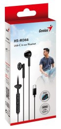 Genius HS-M366 słuchawki z mikrofonem, czarna, 360°obrotowy klips, USB Type-C